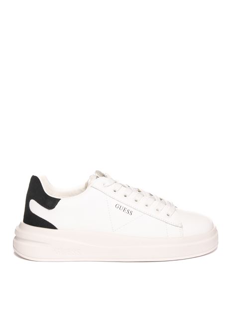 White/black leather sneaker GUESS | FLJELB LEA12ELBINA-WHBLK